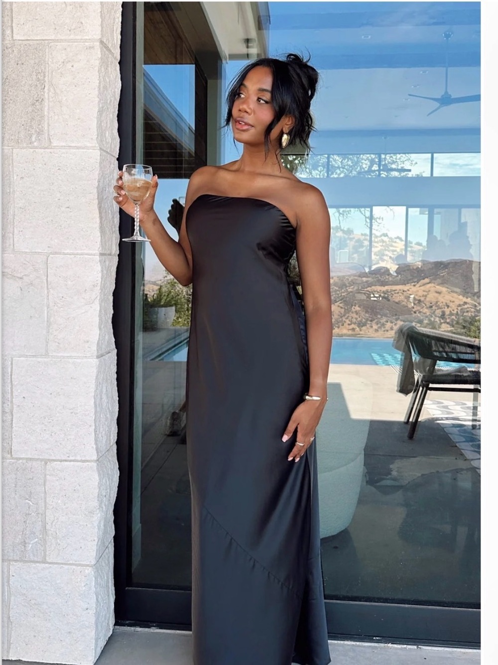Taylor Tube Maxi Dress - Black Luxe Satin